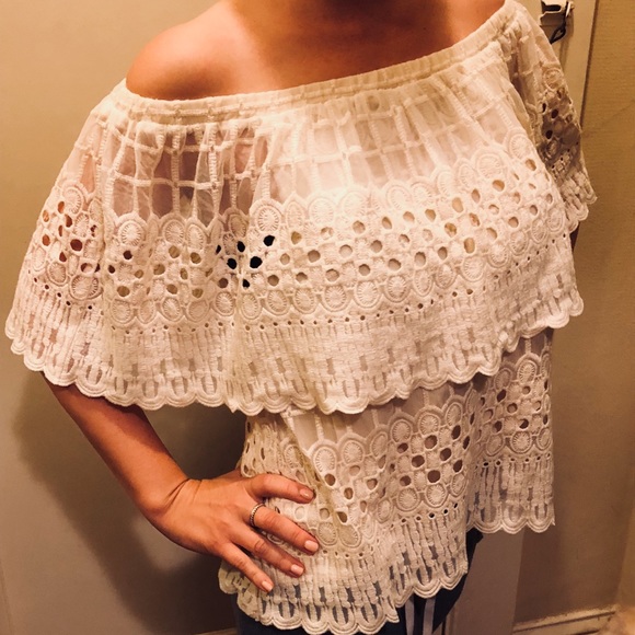Tops - Anthropologie off shoulder lace blouse NEW